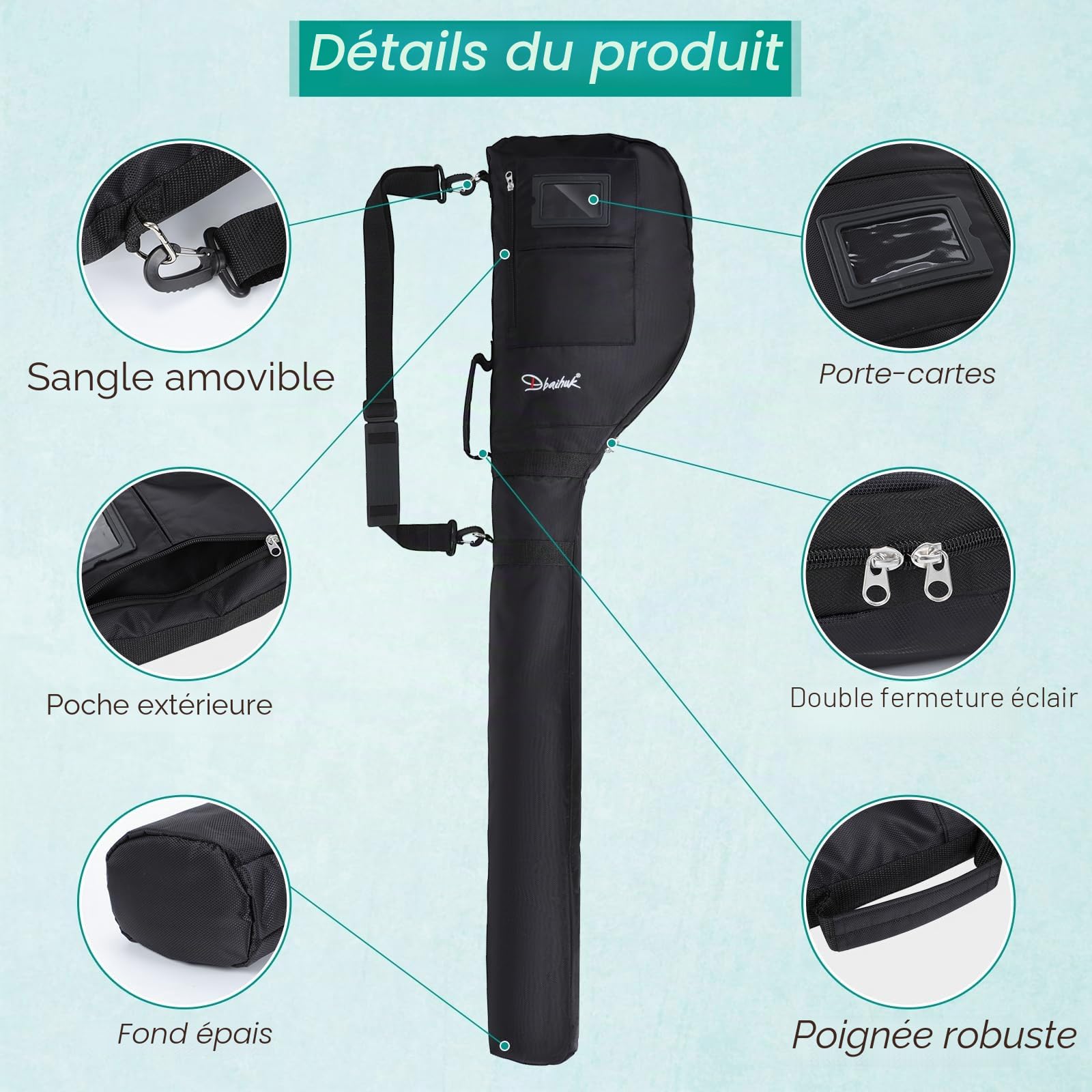 Sac de Transport pour Le Golfs, Sac Pliable pour Les Clubs de Golfs avec Sangle Ajustable Sacs de Golfs léger pour Le Dimanche Sacs de Transport pour Le Golf idéal pour Le Parcours de Golf