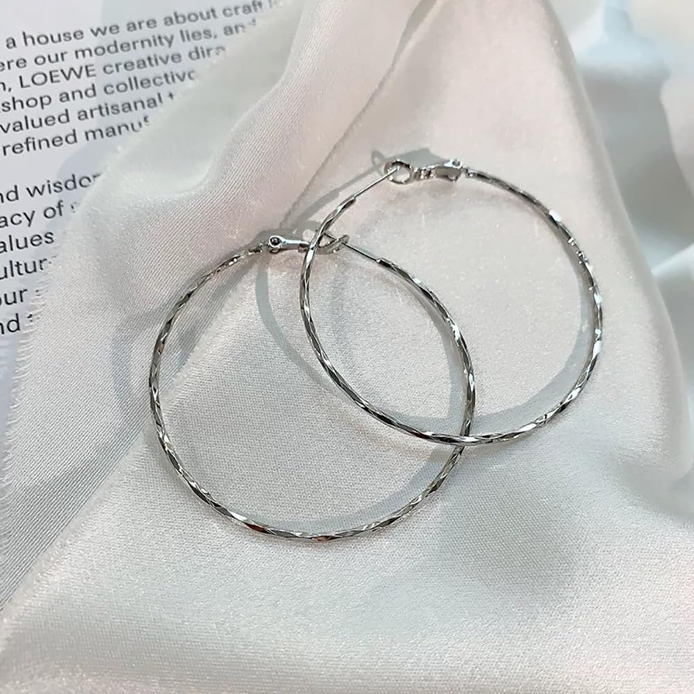 Dainty Big Hoop Earrings for Women 14K Gold Plated Hypoallergenic Large Huggie Dangle Drop Round Circle Hoops Earring Fashion Jewelry Gifts for Her Friends - Image 3