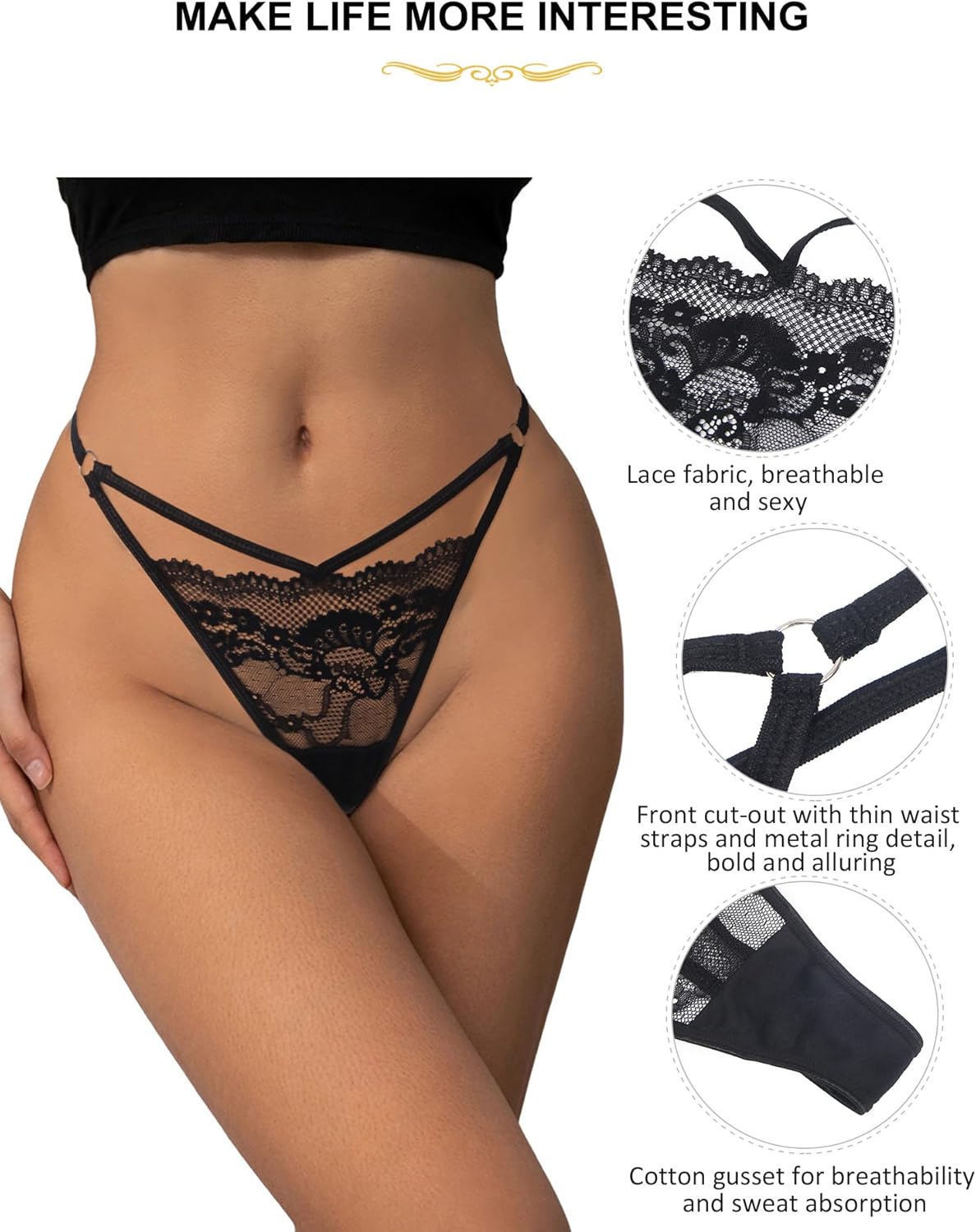 ohyeah Lace G-String Thongs for Women Sexy Cheeky Underwear Panties T-back Thong Soft Breathable Tanga Lingerie - Image 4