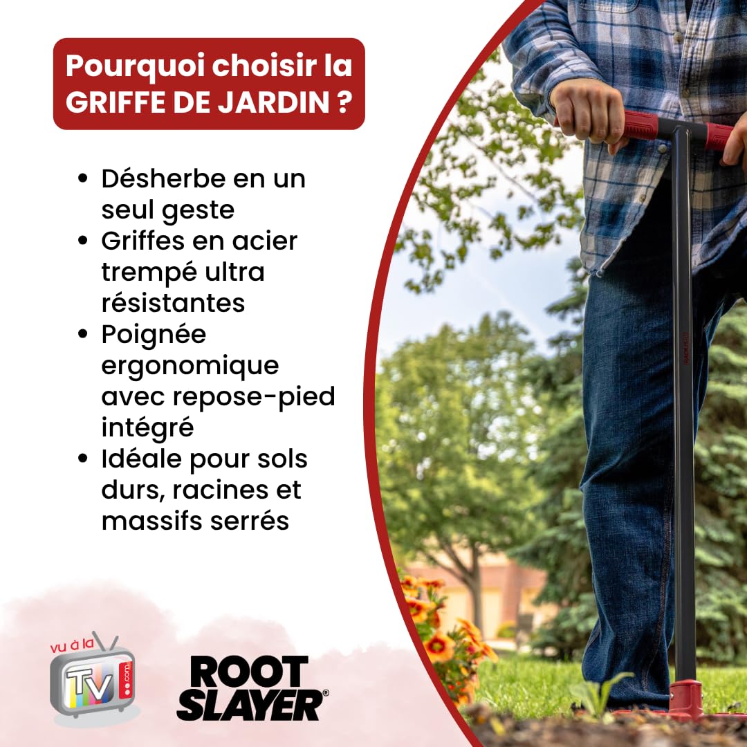 VENTEO - Arrache Racine RootSlayer | Griffe de Jardin Rotative | Tête en Acier Trempé | Aère, Ameublit et Travaille la Terre | Outil de Jardinage pour Potager, Massifs, Plantation et Entretien du Sol
