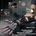 Leosportz Gym Gloves for Men Workout - Weight Lifting Workout Gloves with Wrist Support | Provided Full Protection to Palm Breathable | Silicon Padded Gloves for Gym Enthusiast (Black n White, L) gallery image