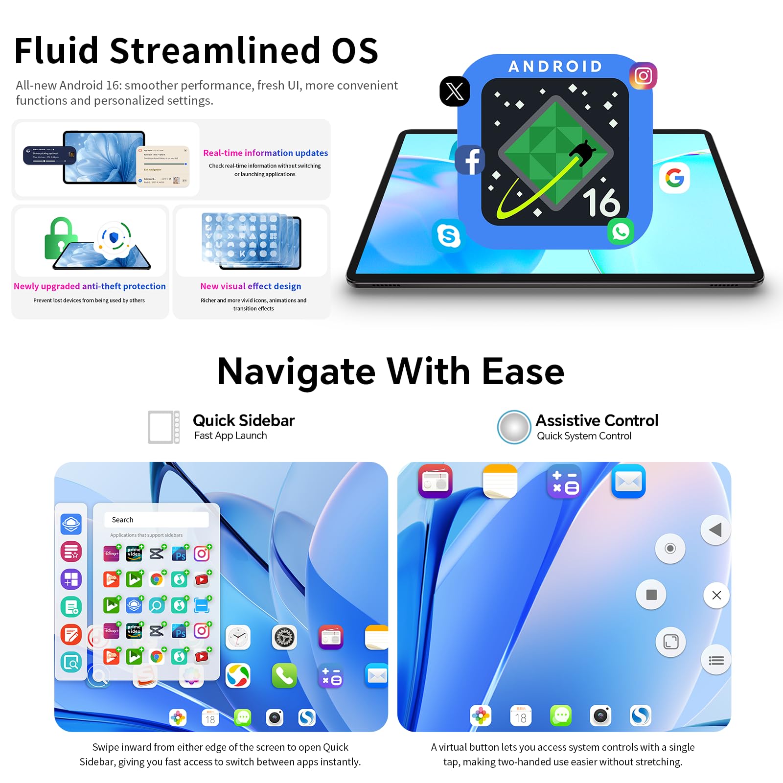 TECLAST Tablet 13.4 Zoll 120Hz Display, Android 16 Gaming Tablets T65, 4G LTE Dual SIM, 26GB RAM+128GB ROM(4TB TF), Widevine L1/13MP/GPS, Gemini AI Tablets mit USBC Anschluss für Streaming, Filme