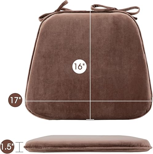 Miniatura 3 de Basic Beyond Juego de 4 cojines para sillas de cocina, de espuma viscoelástica en forma de U con lazos, 17 x 16 pulgadas, cojines de terciopelo de