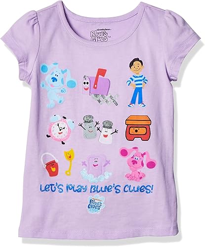 Nickelodeon Blue's Clues & You Character - Camiseta de manga corta para niña pequeña, azul, Josh, magenta