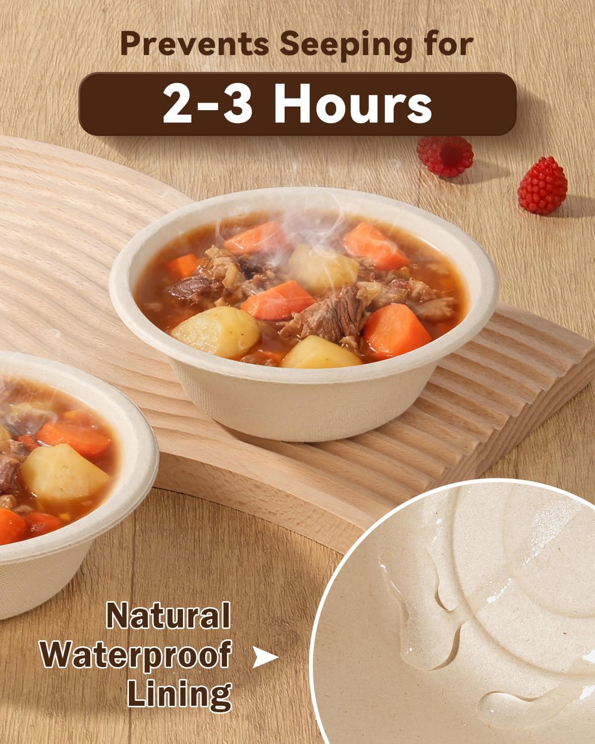 Lzerking 12oz Paper Bowls, 400 Pack - Disposable Compostable Bowls for Parties, Desserts | Microwave & Freezer Safe