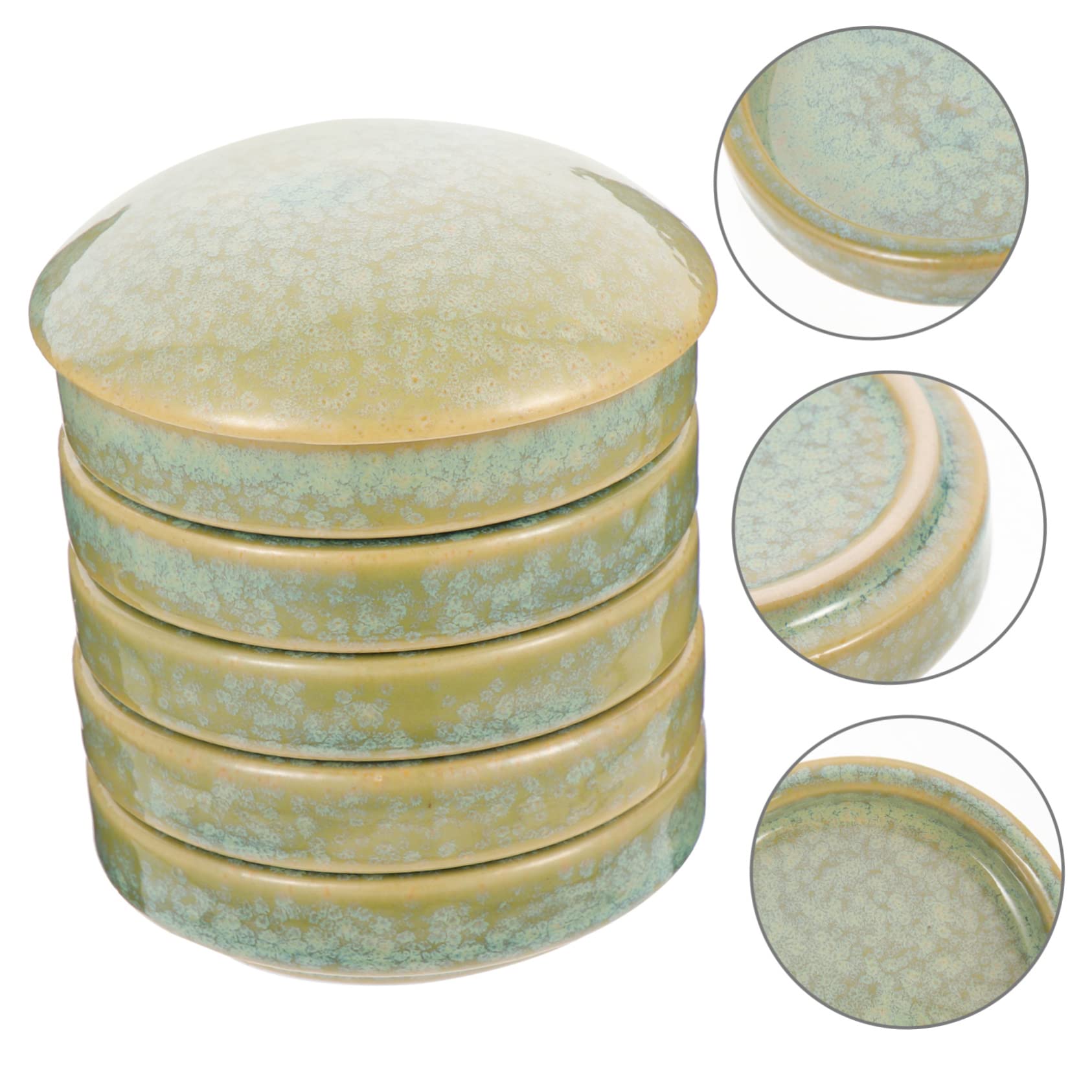 TEHAUX Palette en Céramique Verte à 5 Couches Empilable pour Peinture Plateaux de Pigments Pratiques et Multi-Couches, pour Artistes Débutants et Adultes