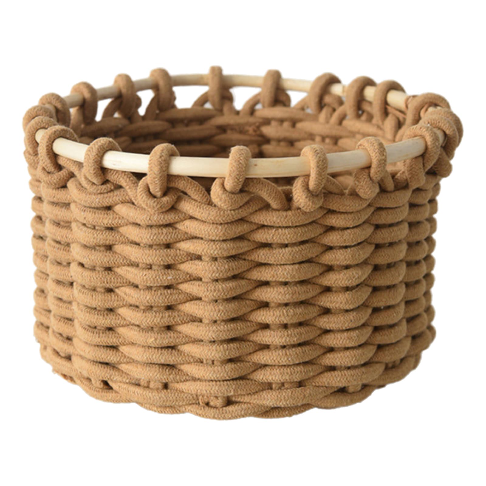 Buxuaaaa E Sturdy Storag Baskets Rop Woven Bins Functional Handwoven Hom Storag Baskets For Fficient Hom And Us Round Bin
