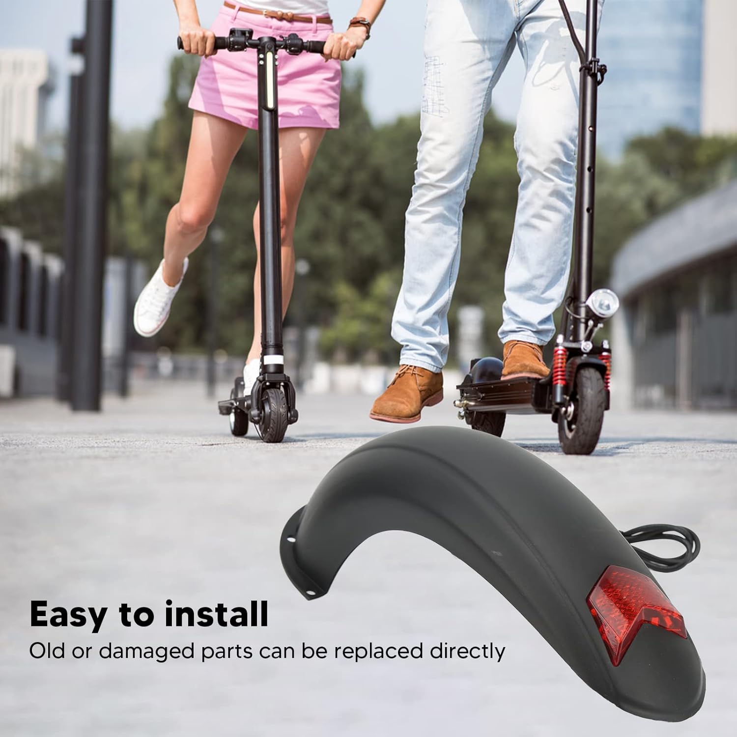 Uxsiya Electric Scooter Rear Mudguard with Red Light Lightweight and for Safe Riding