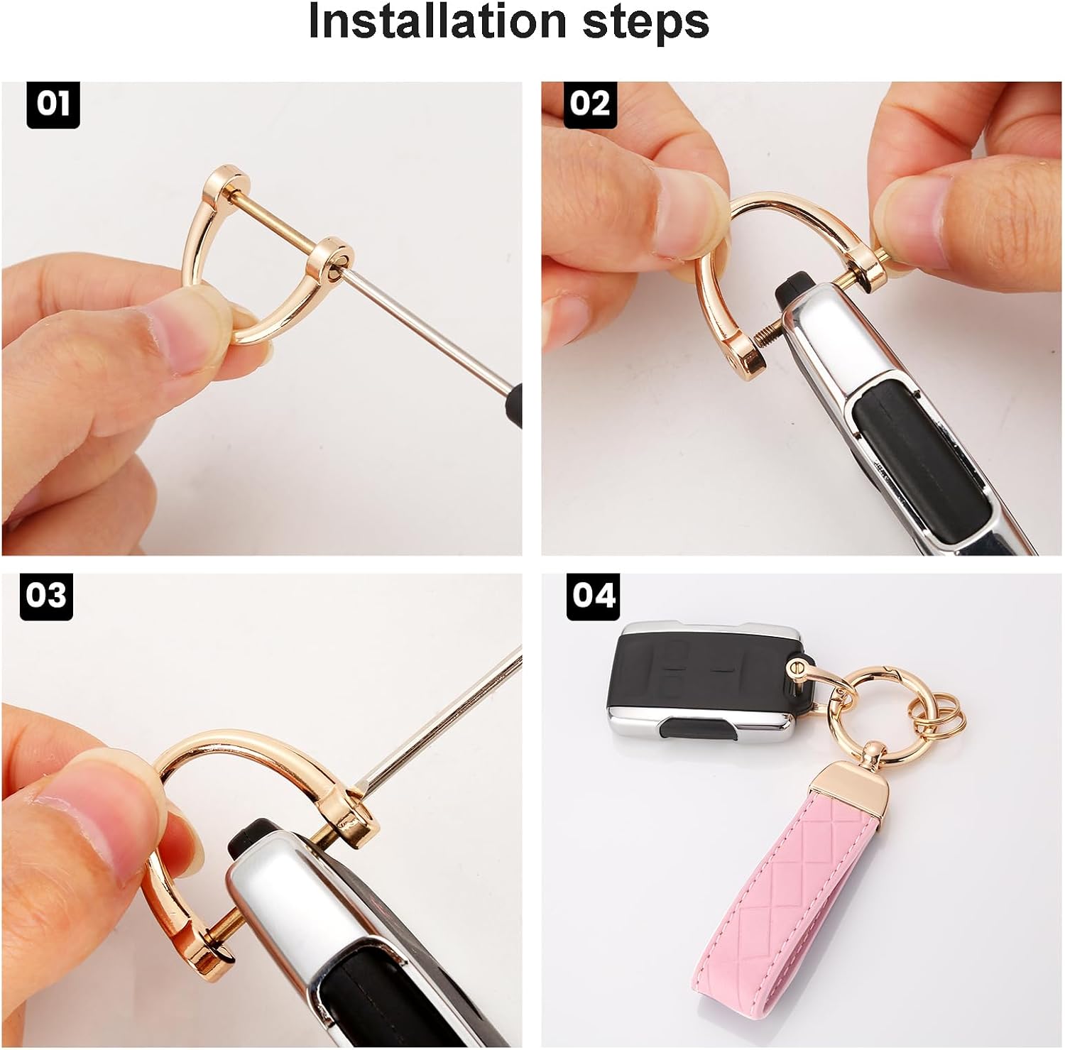 2 Pack Leather Keychains, Car Key chains for women men, Key Fob Holder with Keyrings, Anti-Lost D-Ring