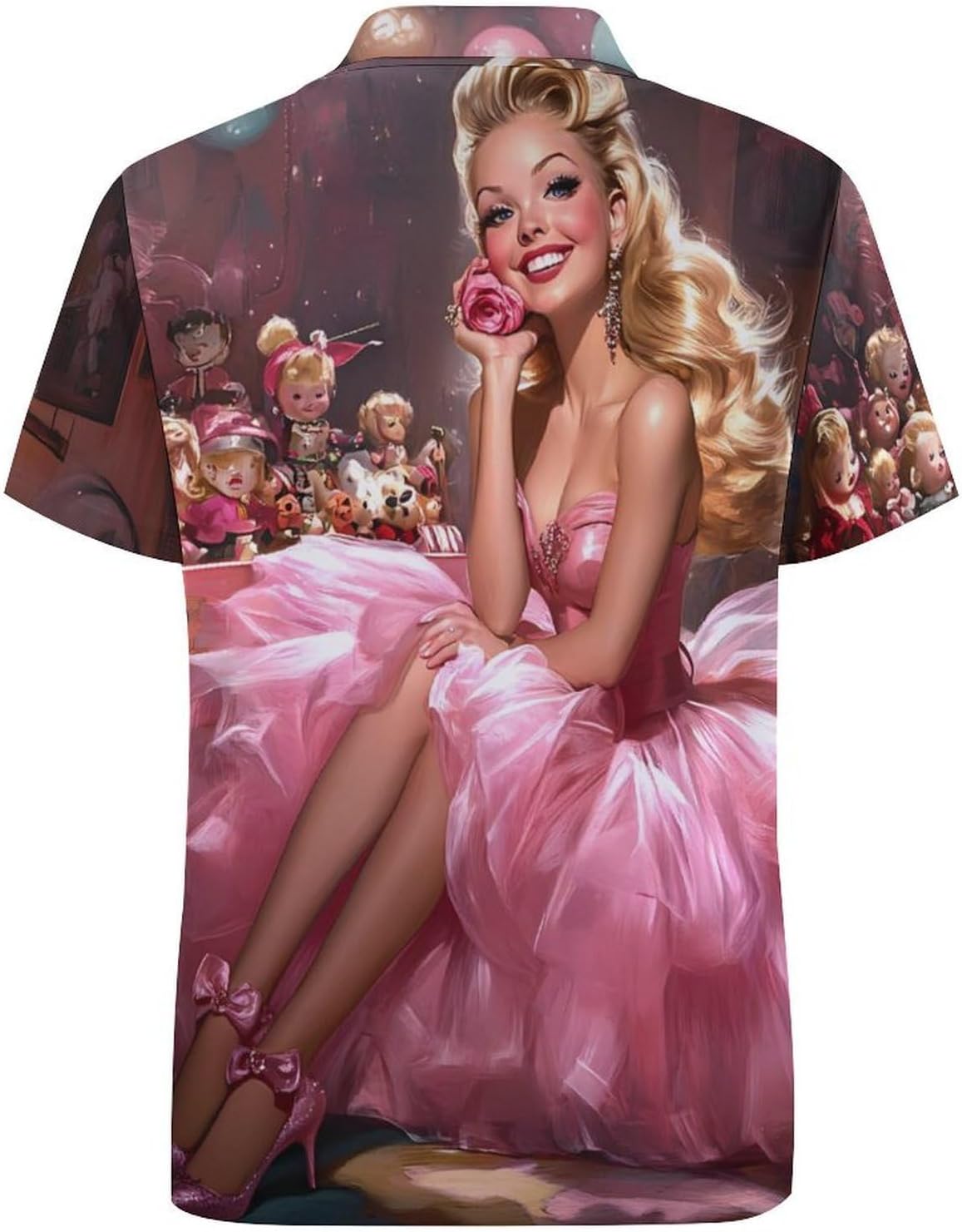 Pin Up Girl Print Womens Golf Polo Shirts Summer Short Sleeve Collared 3 Buttons T Shirt Activewear Tops