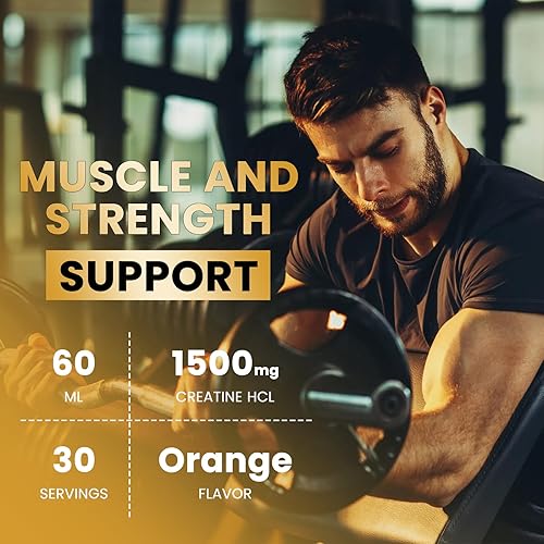 Miniatura 2 de Gotas líquidas de creatina HCL para hombres y mujeres, 1500 mg de clorhidrato de creatina líquida, alta absorción, sabor naranja de 2 onzas líquidas