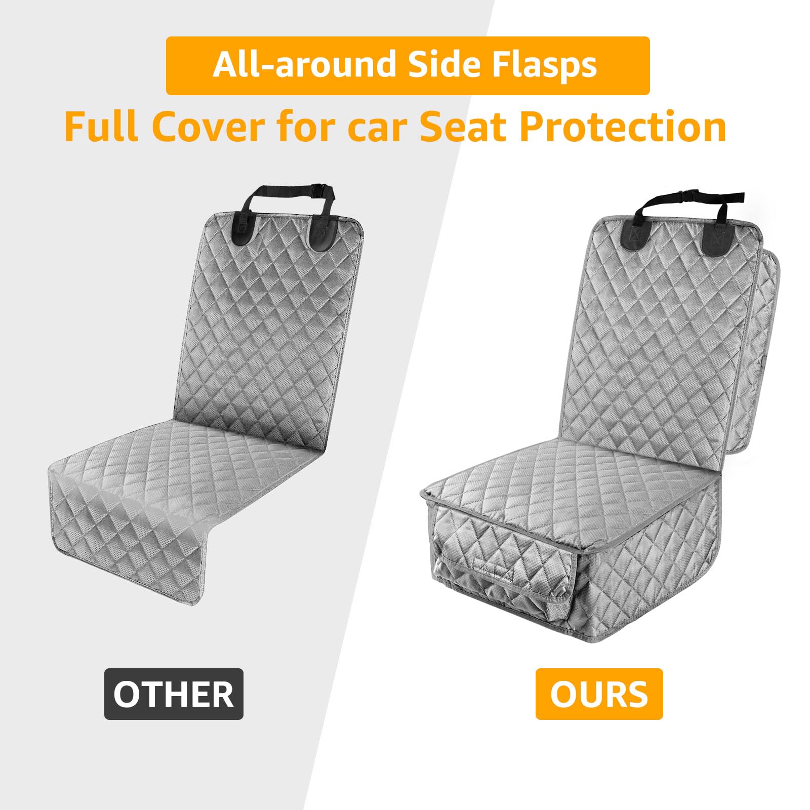 PETICON Waterproof Front Seat Car Cover 2 Pack, Full Protection Dog Car Seat Cover with Side Flaps, Nonslip Scratchproof Captain Chair Seat Cover Fits for Cars, Trucks, SUVs, Jeep, Gray (Gray) - image 4