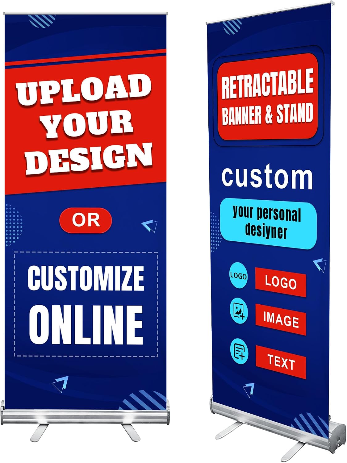 Custom Retractable Banner with Aluminum Frame, Personalized Roll Up Banner, Full Color Pop Up Display Sign - For Events, Promotion, Advertising, 33"x81" (Design 1)