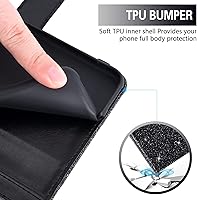 Vista 6 de Asuwish Funda de teléfono para Alcatel TCL 30Z (T602DL)/ TCL 30 LE con protector de pantalla de vidrio templado y cubierta de cartera con purpurina