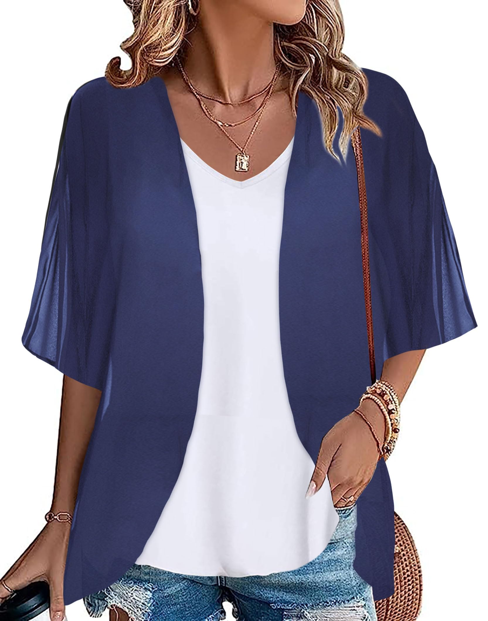 Gosunny Damen Sommer Tops Strand Kimono Boho Bikini Cover Up Oversized Blumendruck Strickjacke