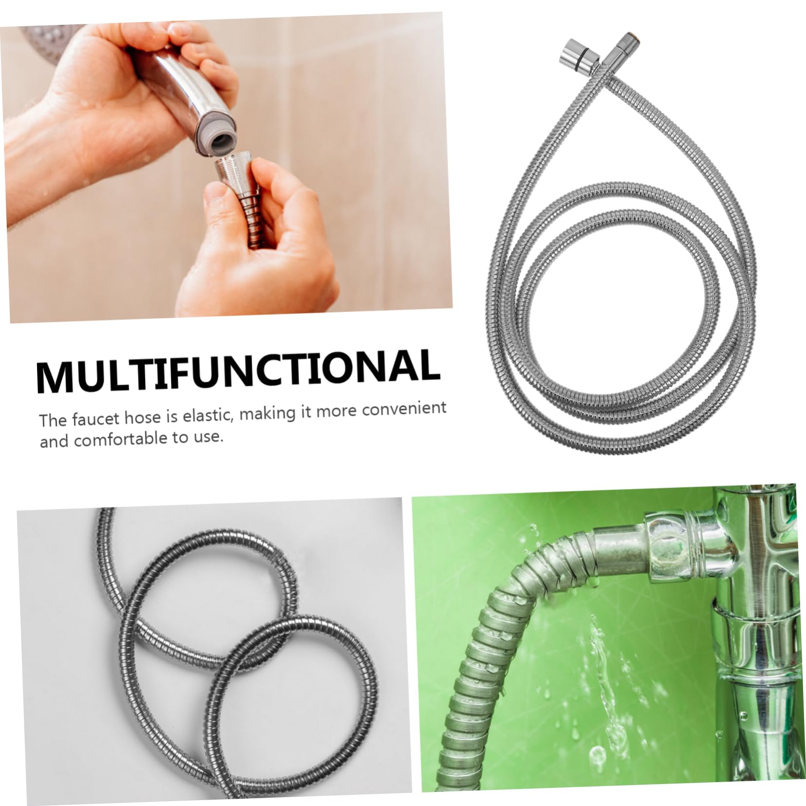 Manguera de ducha extensible de acero inoxidable de 2 m, tubo rociador de alta presión resistente a torceduras con almohadilla de cuero para una fácil instalación y un rendimiento mejorado