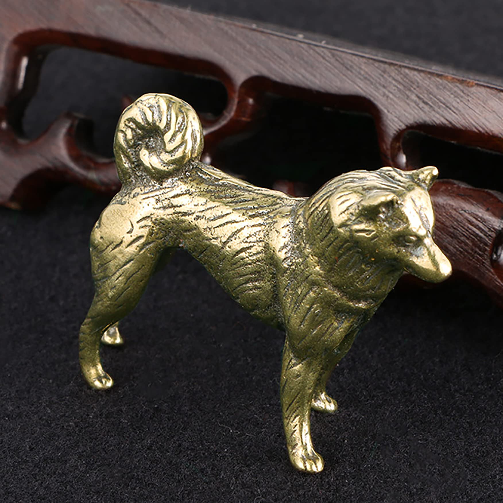 LOTONJT Solid Brass Statue Cute Shiba Inu Janpanese Hound Dog Sculpture Metal Art Desktop Animal Figurine Bronze Tea Pet Wealth Puppy Statue Indoor Outdoor Garden Yard Yoga Statue,Antique Finish