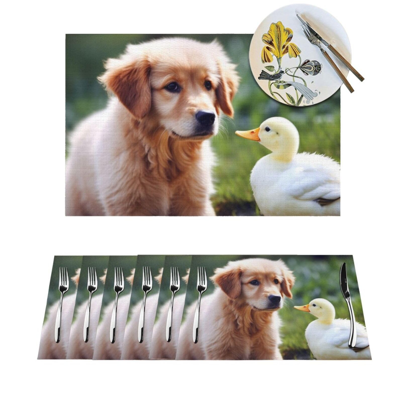 Sets de table tissés en PVC motif canard pour table basse cuisine