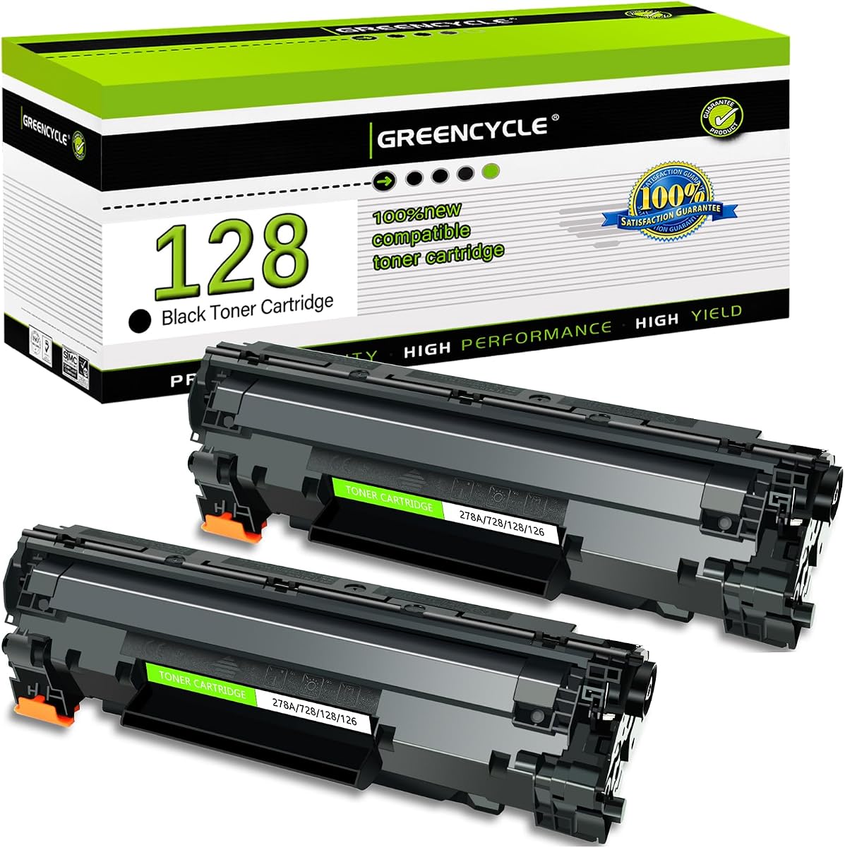 greencycle Compatible Toner Cartridge Replacement for Canon 128 CRG128 | Work with ImageCLASS D530 D550 MF4770N MF4890DW MF4880DW LBP6230DW MF4450 MF4570DN Faxphone L100 L190 Printer - Black 2 Pack