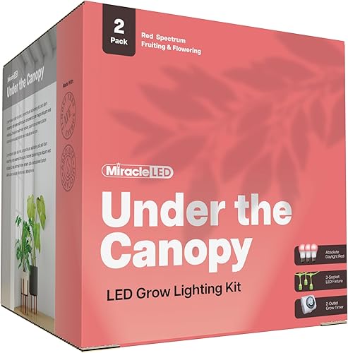 Miracle LED Under The Canopy - Kit de luces de cultivo para interiores, doble rendimiento de plantas, espectro rojo de luz diurna absoluta,