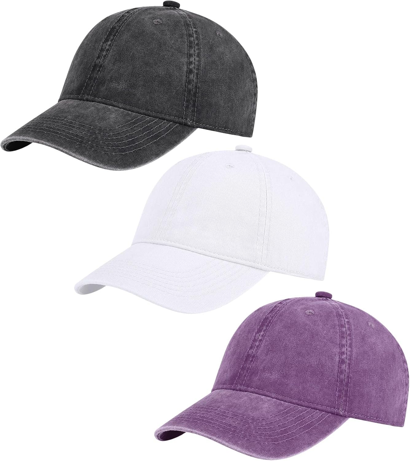AOSMI 3 Pack Vintage Washed Cotton Adjustable Baseball Caps for Men Women Unstructured Low Profile Dad Hat