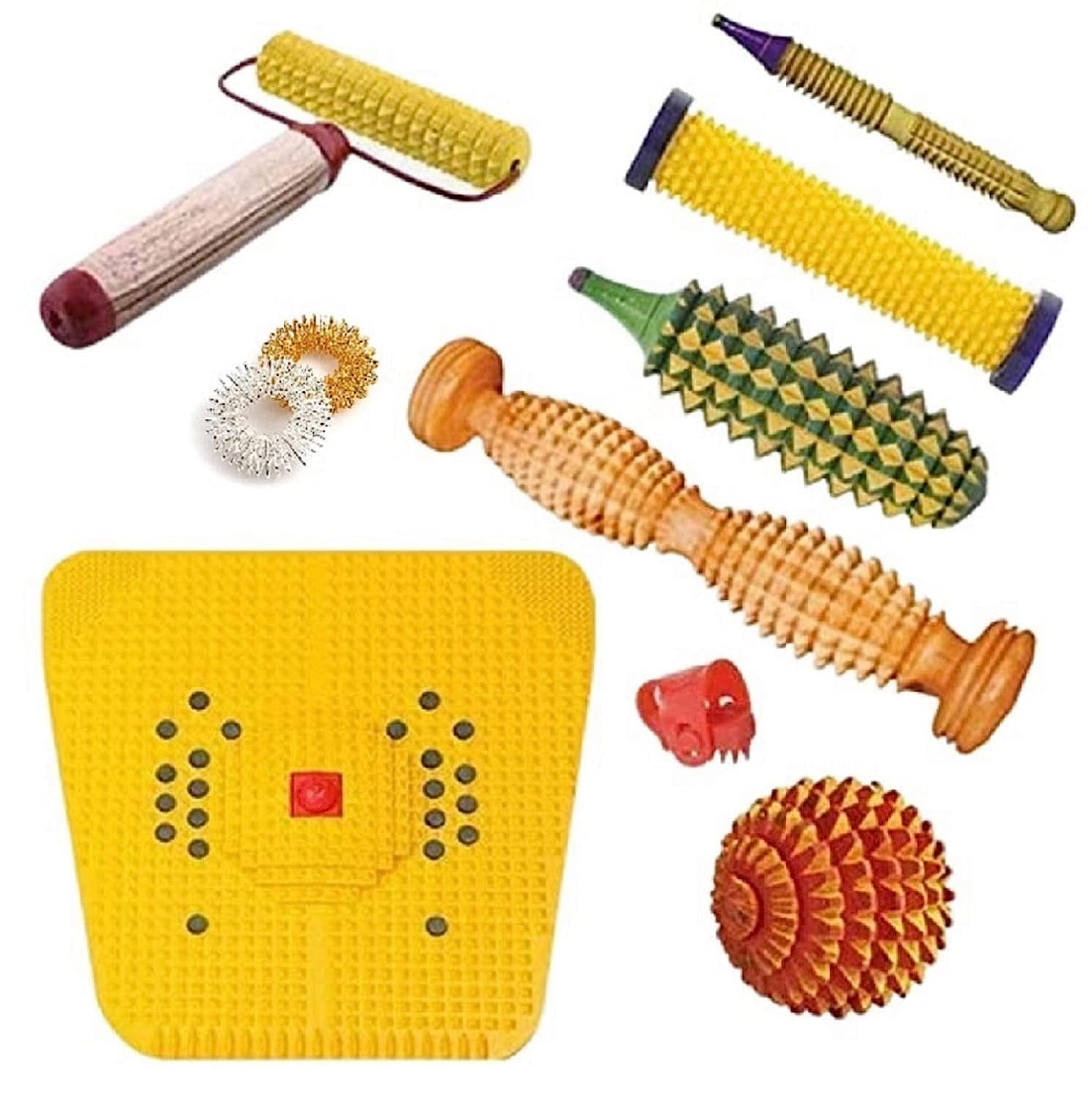 ACS MART Accupressure Foot Mat Combo Exercise Tools Sujok Massage Home Gym Multi Colour