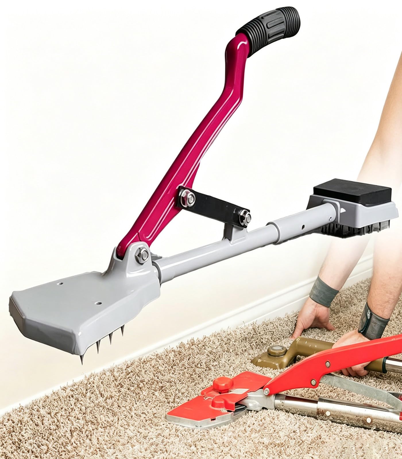 Kit Tendeur de Moquette,Cutter, Outil Pose Moquette Ergonomique sans Genou, Carpet Kicker Professionnel,pour Installation Sol Maison