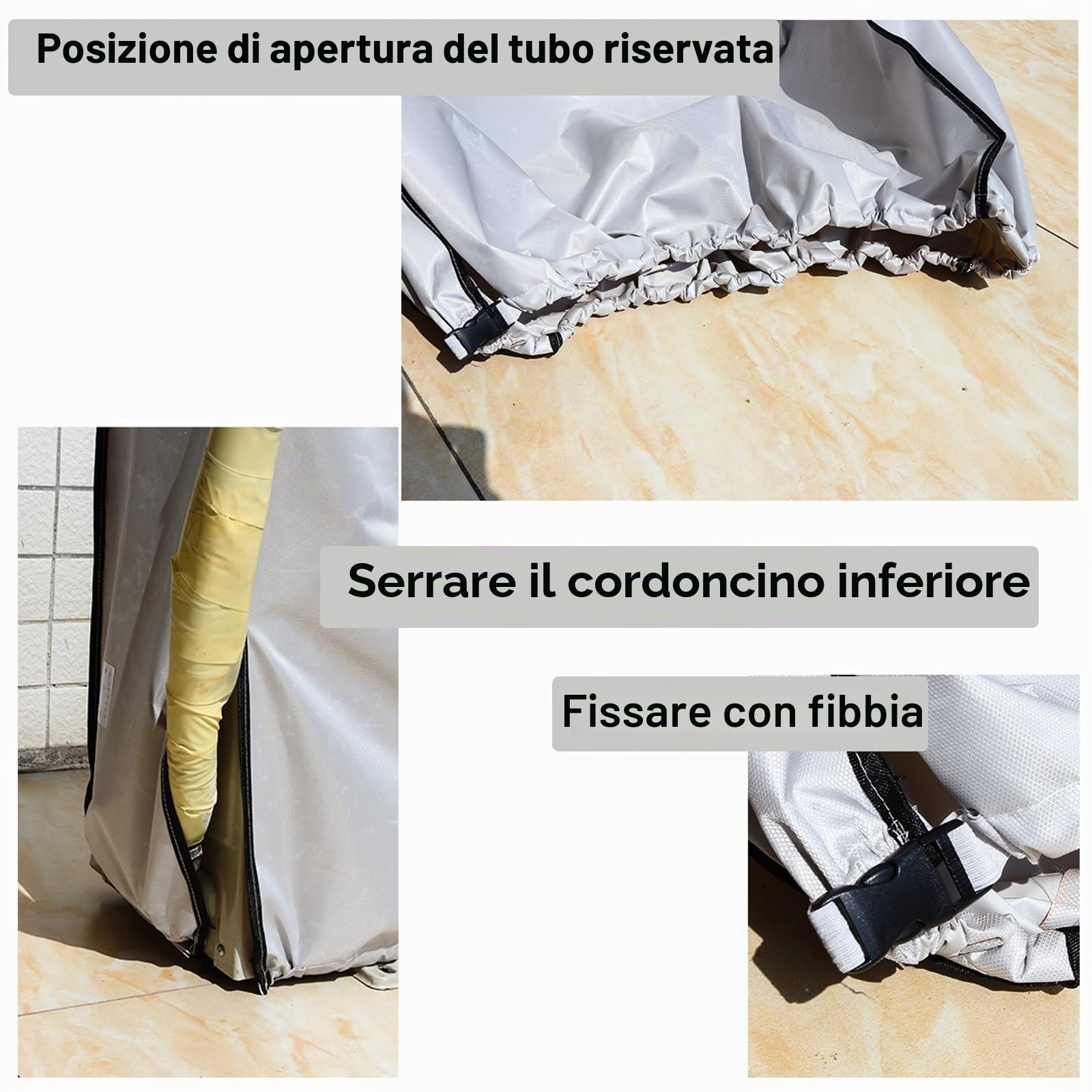 Copertura Condizionatore Esterno, Impermeabile e Antivento, Telo Esterno Anti-Neve Anti-Polvere, Copertura Pompa di Calore, Tessuto Oxford 600D(Silver,150x45x110cm/59x18x43in)