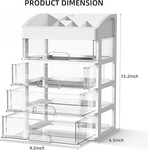 Miniatura 3 de Organizador de escritorio con 4 cajones de almacenamiento, cajones de almacenamiento de escritorio para suministros de oficinaescuela, organizador