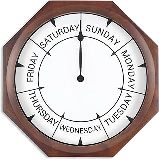 14 inch Wood Retirement Clock for Women Men, Day of The Week Wall Clock for Seniors, Funny Retirement Gifts for Father's Mother's Day Grandparents Birthday