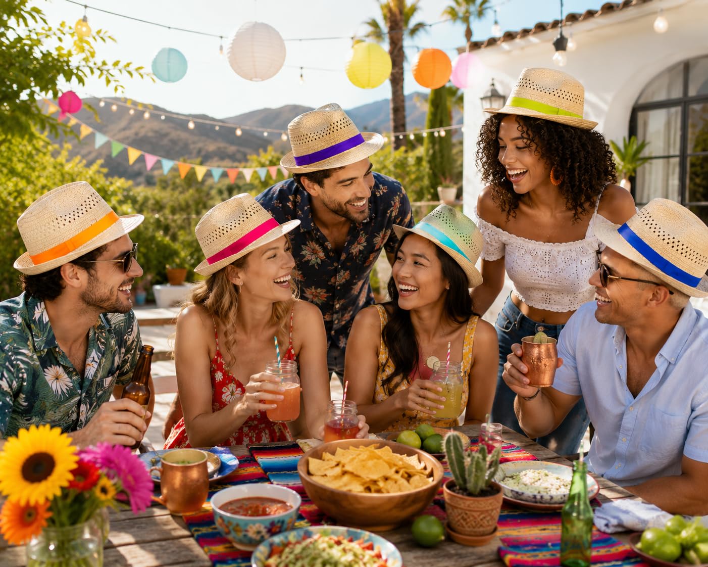 Fedora-Hüte, Havanna-Nächte, kubanisch, Cinco de Mayo, Geburtstage und andere Feier-Accessoires, Mehrfarbig, 12 Stück, Mehrfarbig, 53 cm