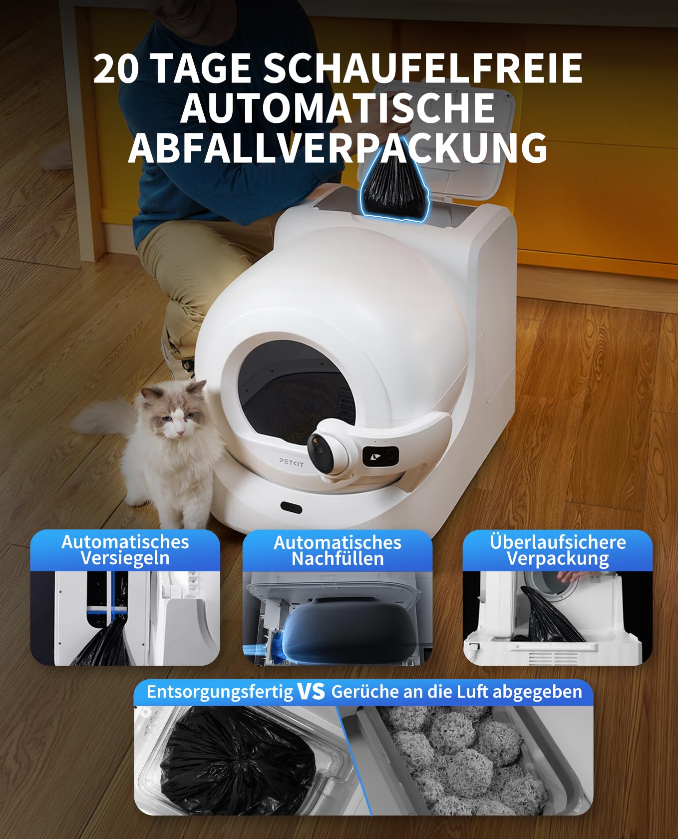 PETKIT Purobot Ultra Selbstreinigende Katzentoilette, Katzenklo Selbstreinigend mit 1080P HD-Kamera,Intelligente Reinigung, Kapazität 70L, Überwachung der Gesundheit AI, Ultra Leise und Sicher