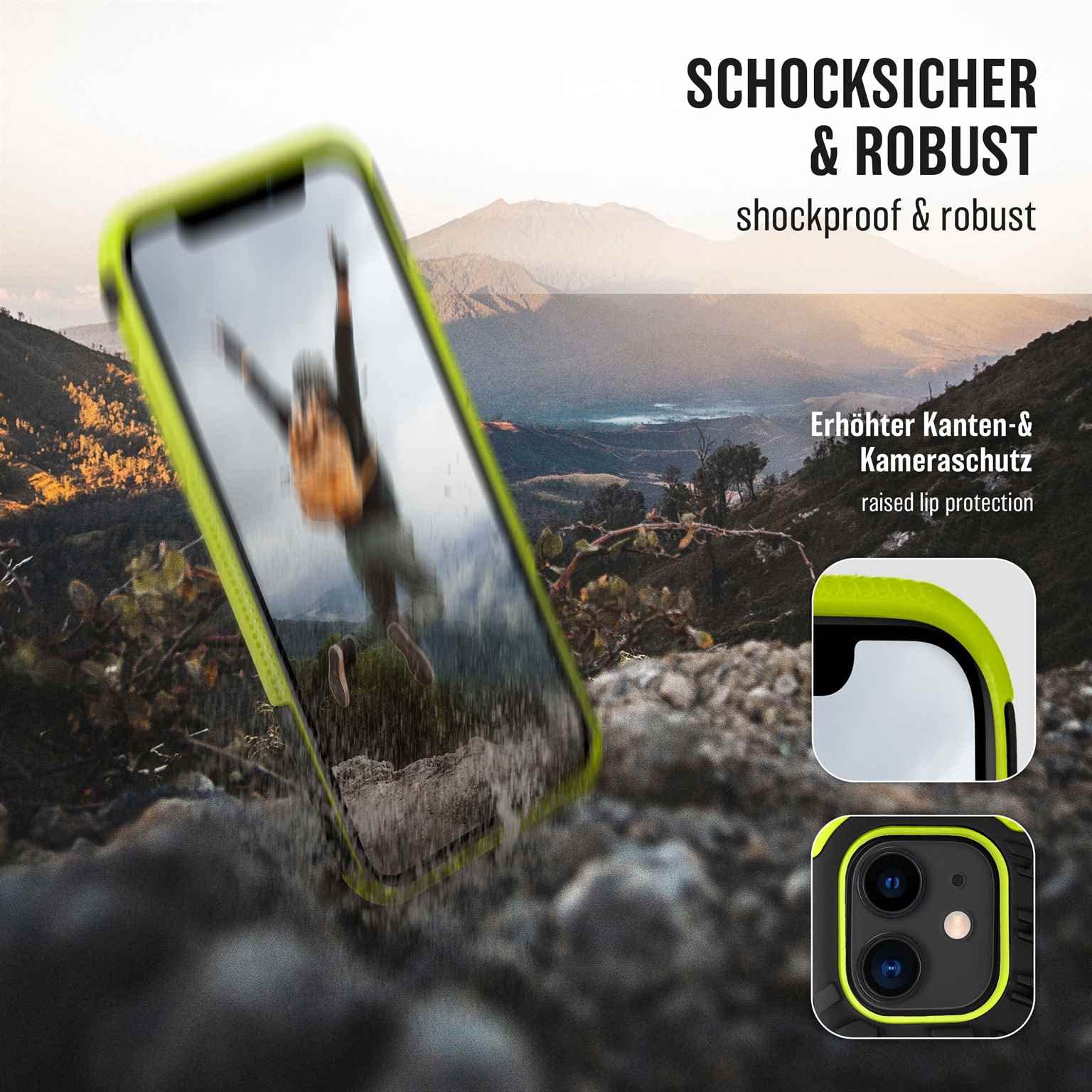 ONEFLOW Custodia blindata compatibile con Apple iPhone 13 Pro Max, custodia antiurto per attività all'aperto, custodia con protezione fotocamera e schermo, Lime - Verde