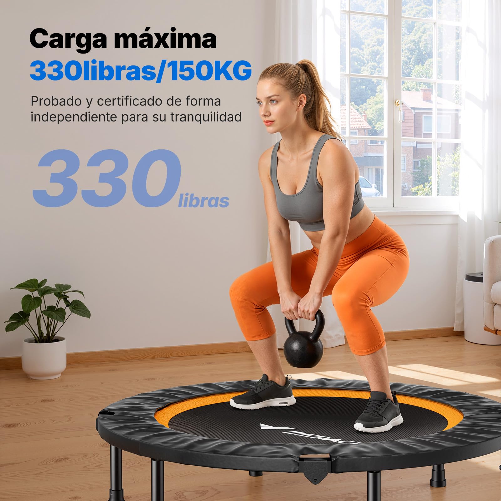 MERACH Trampolin Fitness Adultos 102cm 122cm Camas Elasticas Plegables Carga Maxima 330 LB