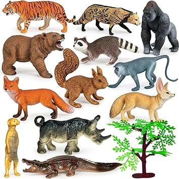 Realistic Wild Jungle Animals Toys for Kids 3+| 13PCs Attractive Forest Zoo Animal Toy Action Figurine Playset for Boys and Girls Birthday Gift for Children Best Decoration & Educational Items