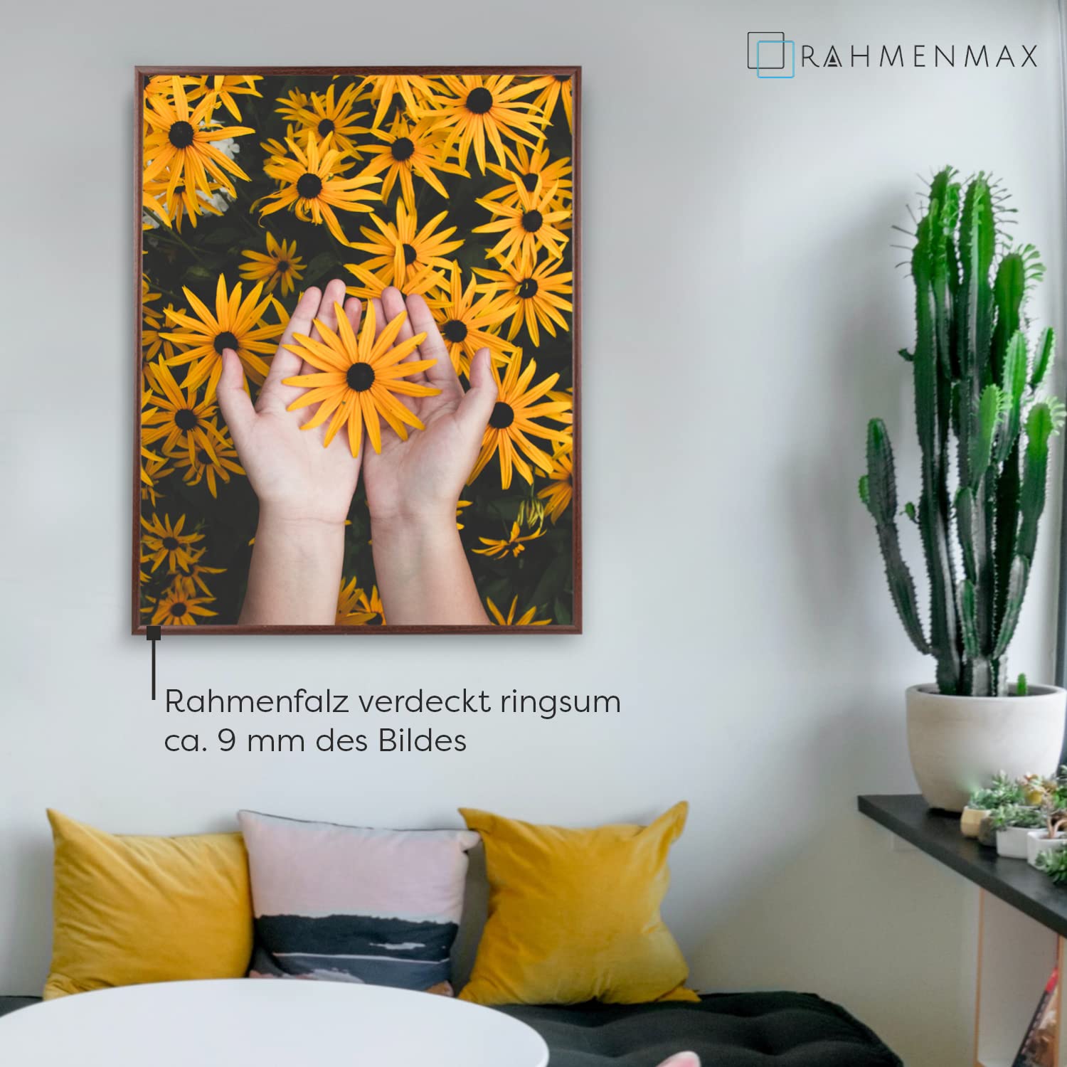 RahmenMax® Iowa Bilderrahmen 31x91 cm zum Aufhängen/Bilderrahmen Maßanfertigung möglich/Posterrahmen aus Kunststoff/Bilder Rahmen in Braun mit klarem Acrylglas/Puzzle Rahmen