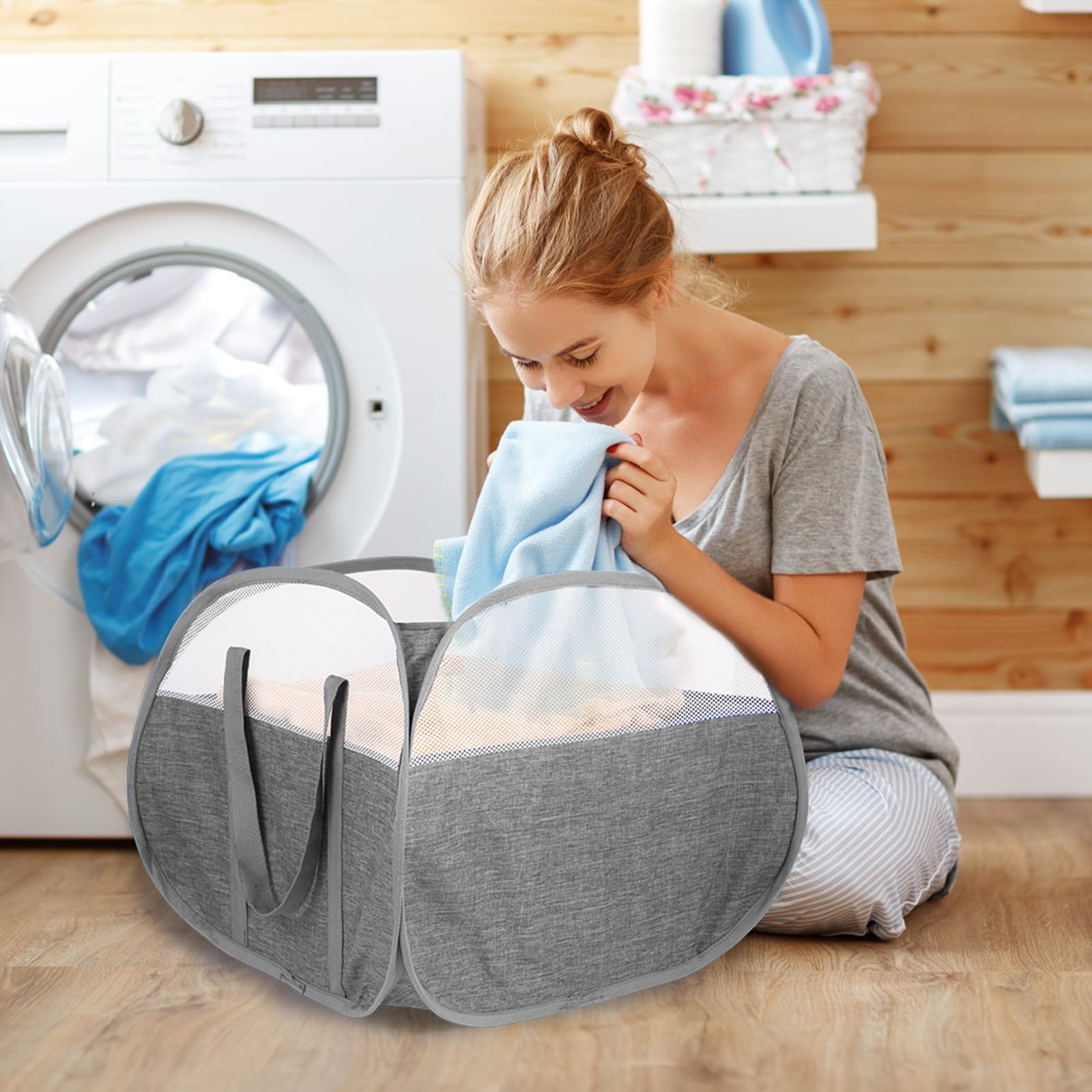 Collapsible Laundry Baskets, 90L Large Foldable Laundry Basket - Image 2