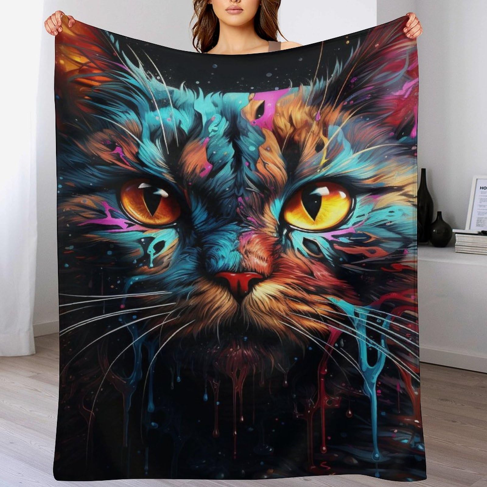 Couverture chat polaire flanelle légère anti-froid pour lit et canapé