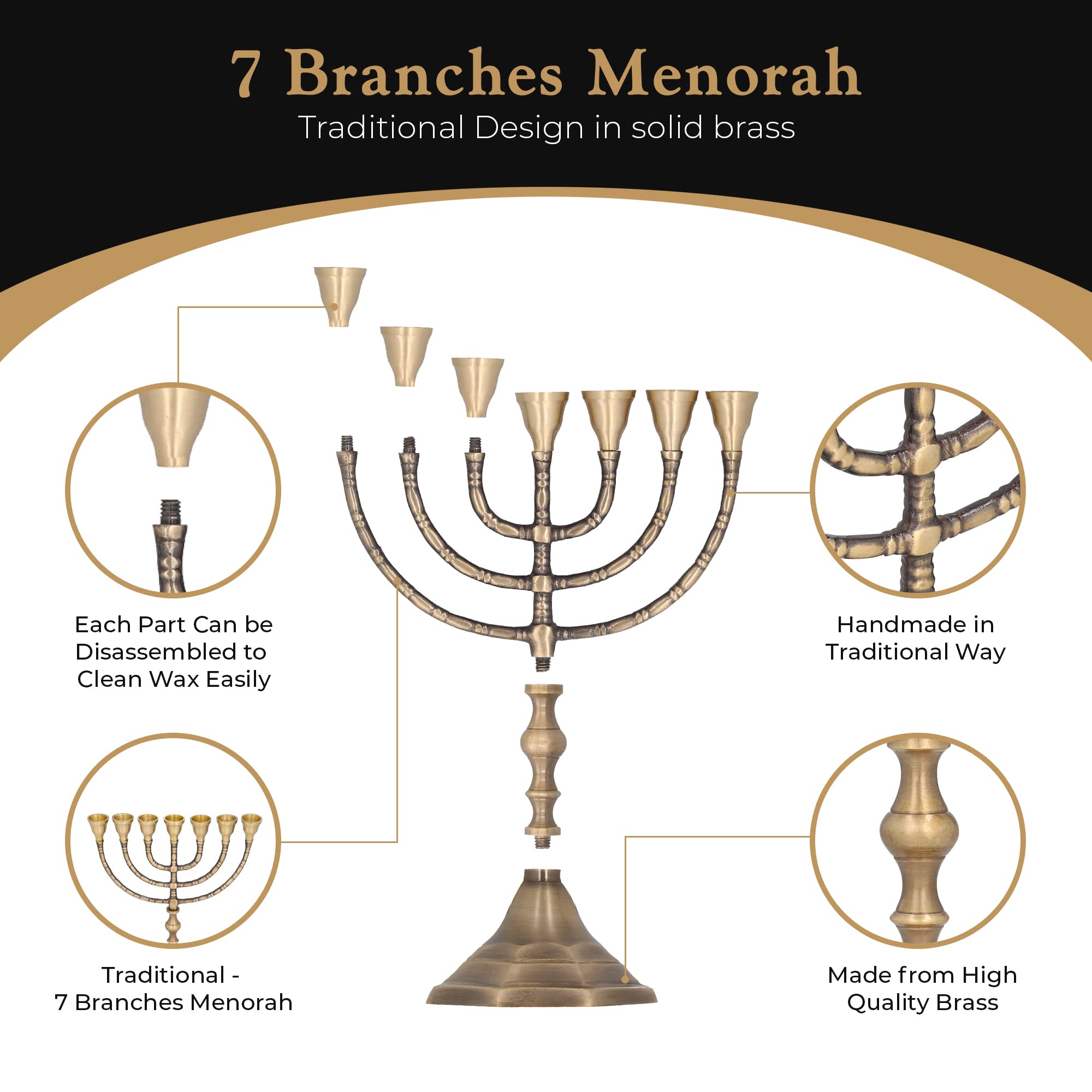 Amazon.co.jp: Salomons メノラー真鍮 高さ10インチ 7本の枝 燭台