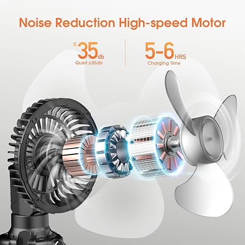 Miniatura 4 de Ventilador de camping portátil con luz, ventilador de techo oscilante automático de 180, ventilador de batería de 10400mAh, ventilador de tienda de