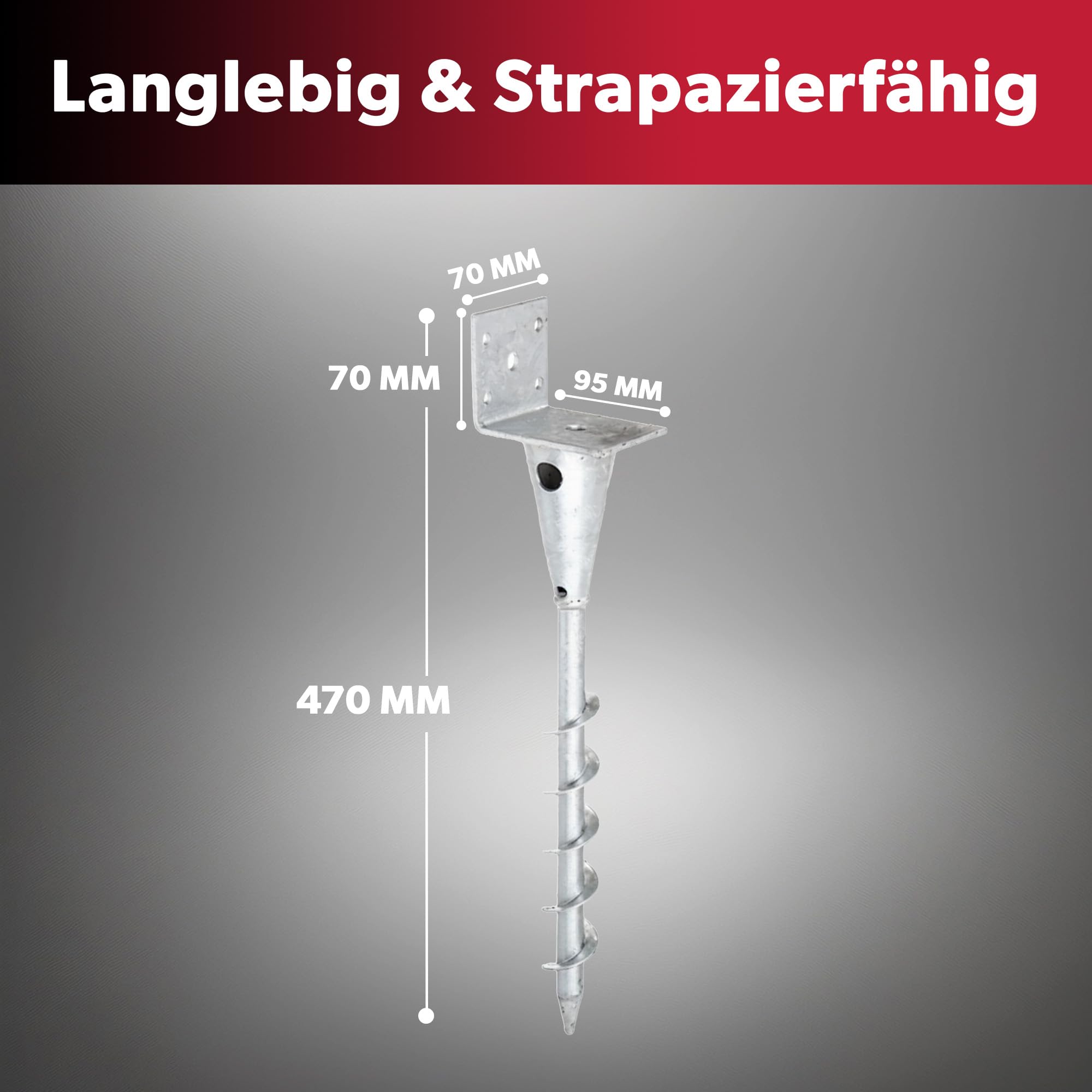 4x siwitec L-Pfostenträger für Vierkantholzpfosten, 470 mm Gesamthöhe, Pfostenträger aus feuerverzinktem Stahl zum Einschrauben, Pfostenhalter, Pfostenschuh, Balkenschuh, Bodenhülsen für Holzpfosten