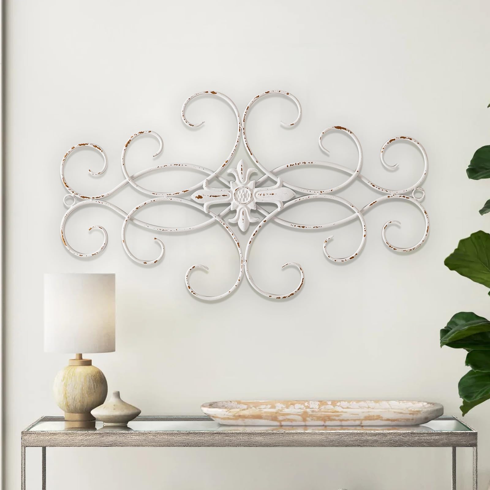 Amazon.com: Sintosin Vintage Large Distressed White Wrought Iron