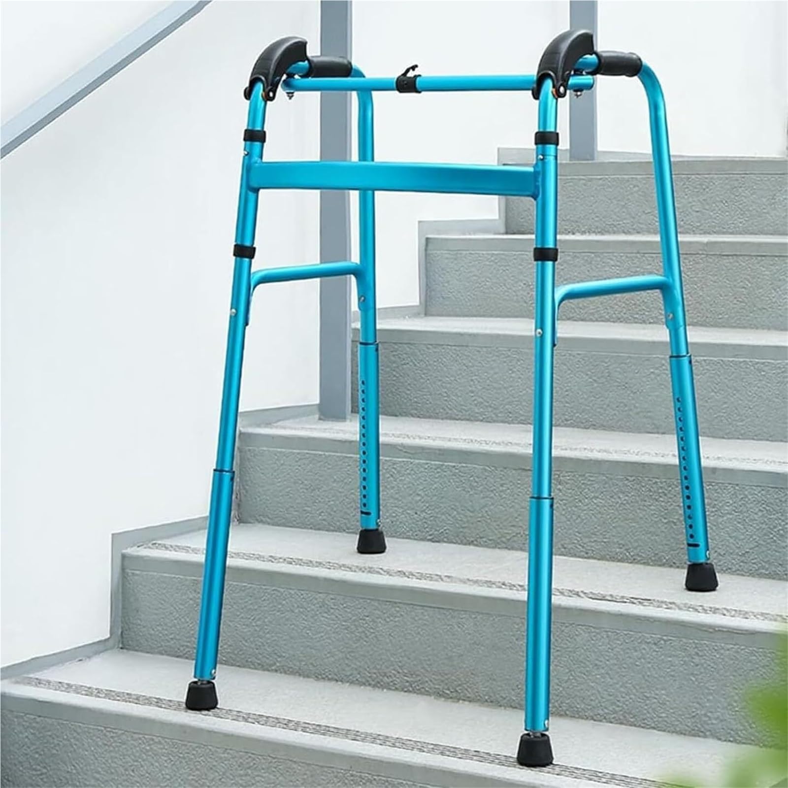 Andador Ligero De Aluminio for Adultos con Marco Plegable Y Ajustable En Altura Y Cómodos Reposabrazos, Sin Ruedas, Soporta Hasta 100 Kg