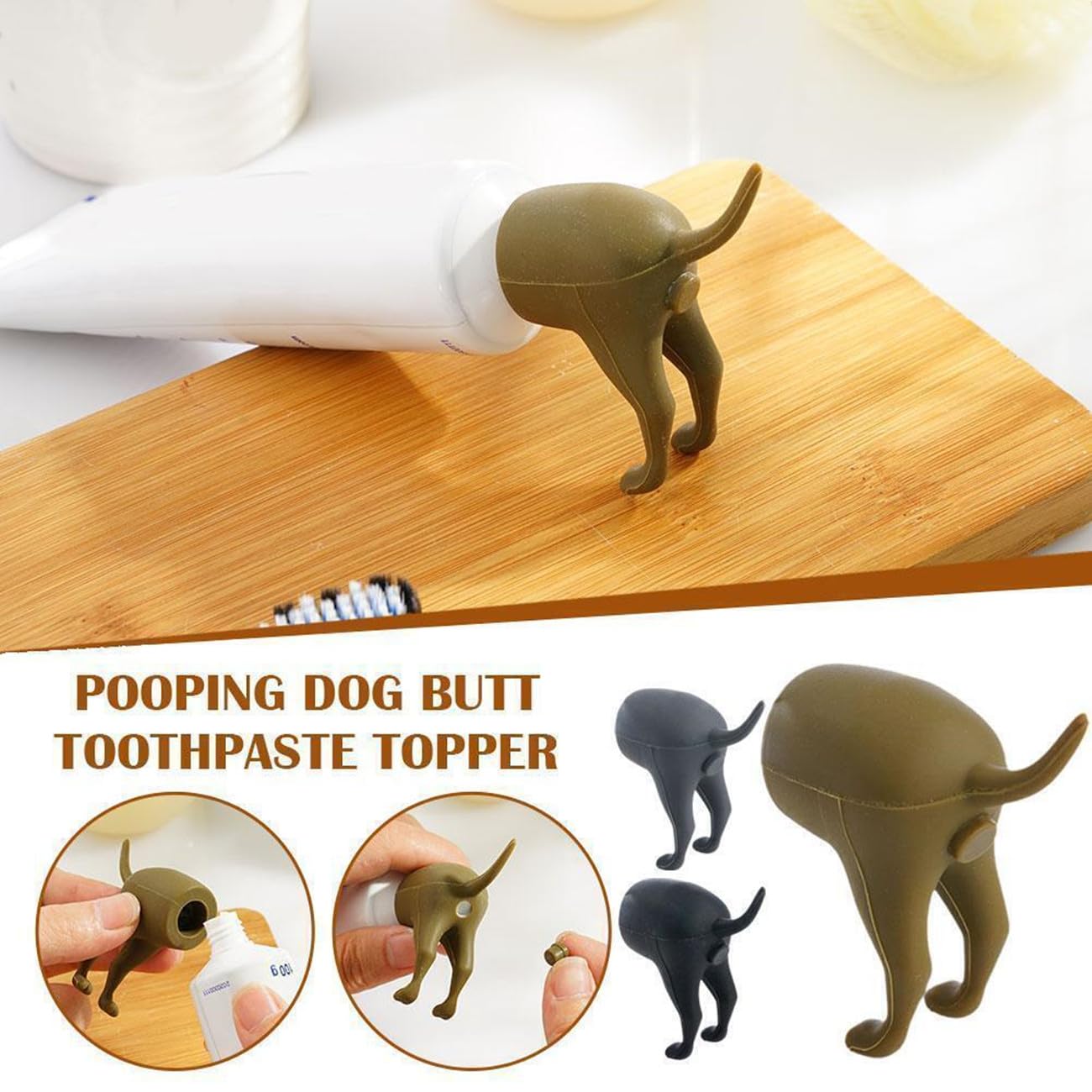 Toothpaste Dispenser Pooping Dog Butt Toothpaste Topper 3 Pack Kids ...
