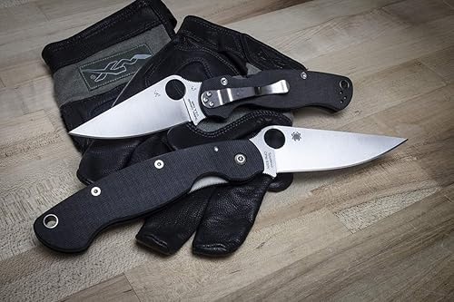 Miniatura 6 de Spyderco Para Military 2 Signature - Cuchillo de camuflaje con hoja de acero negro CPM S30V de 3.42 pulgadas y mango G-10 duradero, borde liso,