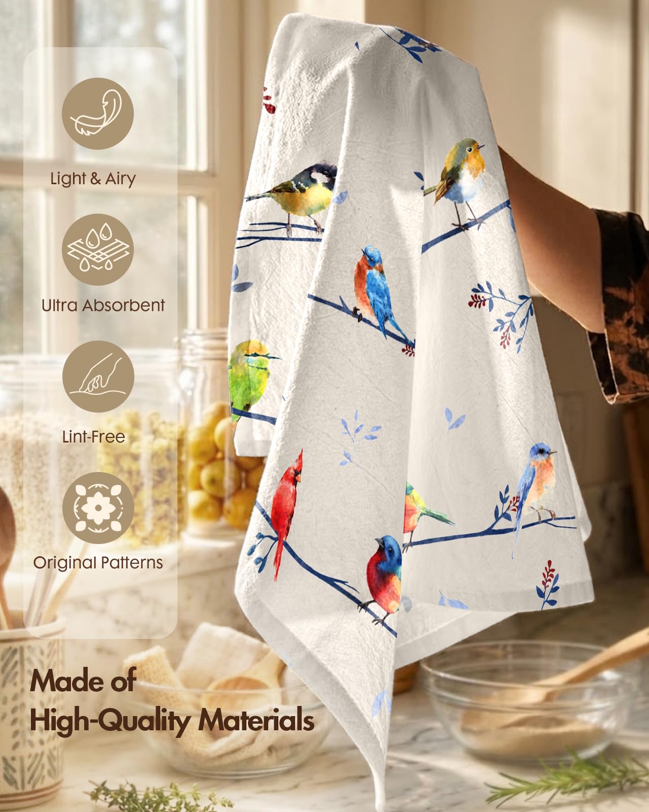 Miss Adola Flour Sack - Juego de 2 Toallas de Cocina de algodón de 18 x 26 Pulgadas con Lazo para Colgar, paños de Cocina Reutilizables para Limpieza de Primavera, paños de Cocina absorbentes Lindos