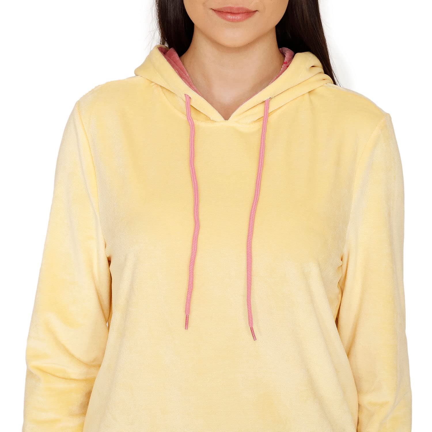 Zivame Midnight Magic Ribbed Velour Knit Poly Sweatshirt for Women - Golden Haze 2