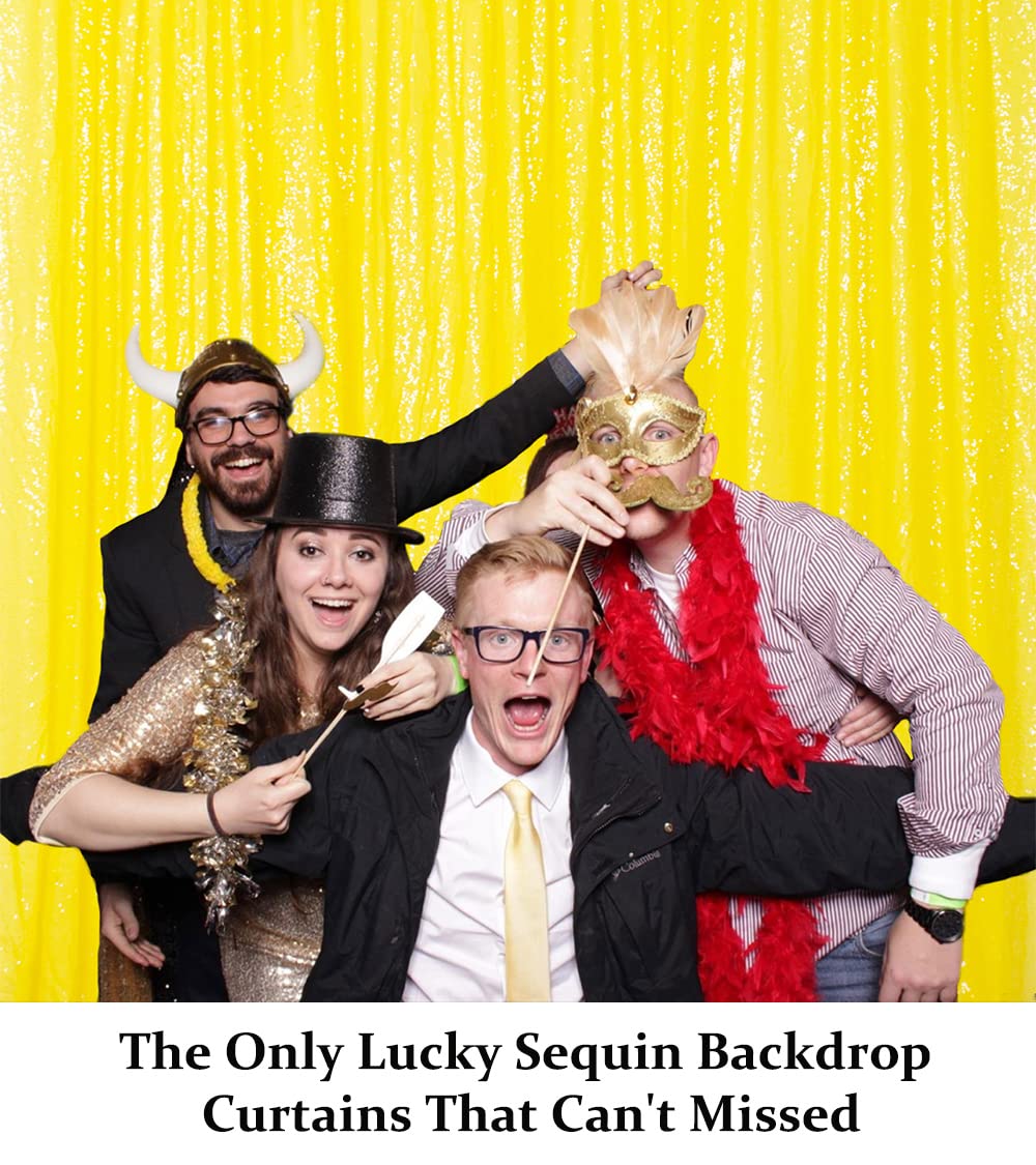 DUOBAO 10x10 Ft Sequin Backdrop Curtain - Vibrant Glitter Yellow Photography Background for Weddings, Baby Showers, Birthdays & Party Decorations