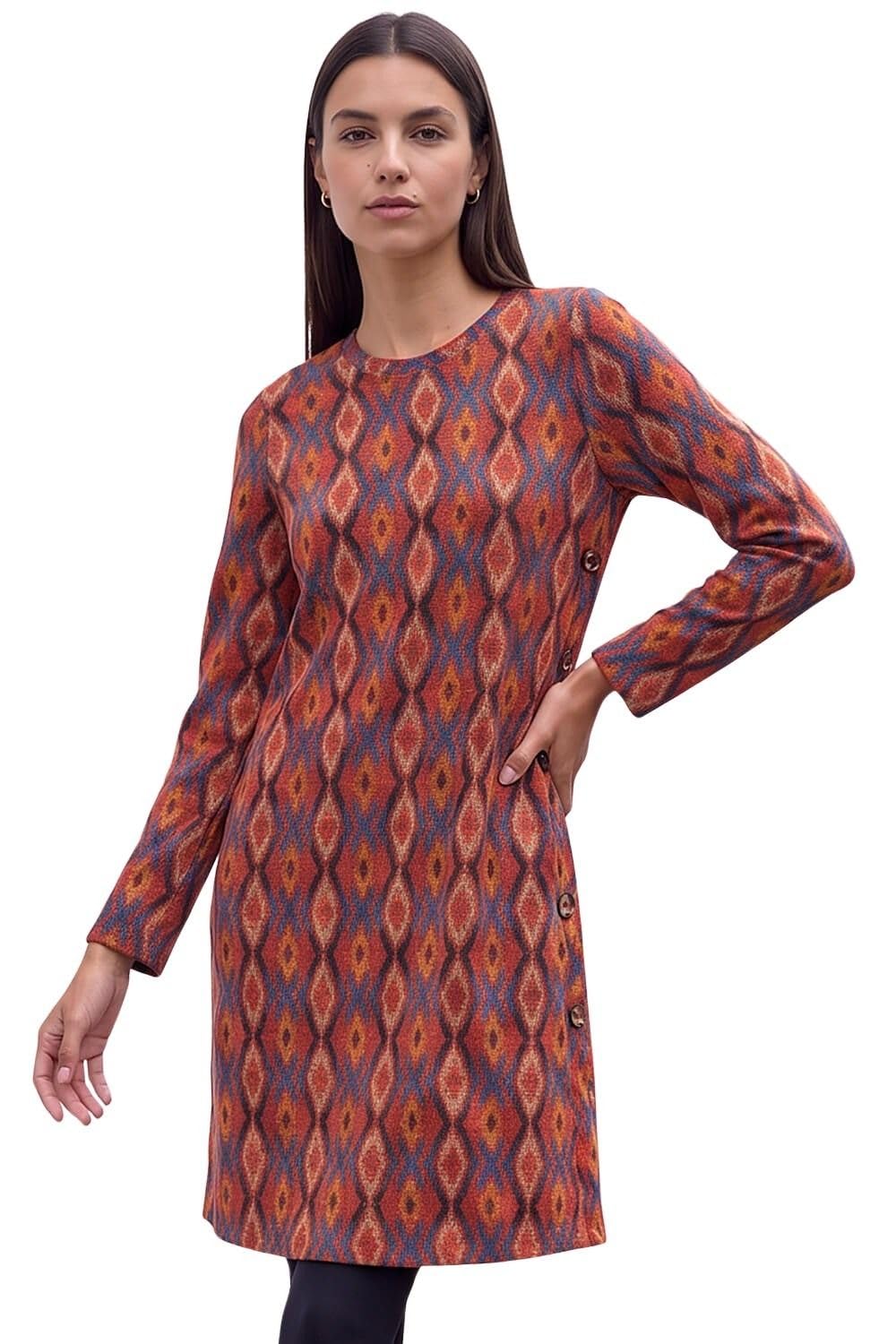 Roman Originals Tunic Dress with Pockets for Women UK Ladies Swing Fit & Flare Skater Slouch Stretchy Casual Smart Winter Jersey Pull On Work Office 3/4 Long Sleeves
