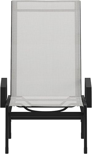 Miniatura 9 de Flash Furniture Brazos - Juego de 2 tumbonas ajustables con brazos, reclinables de cinco posiciones para exteriores para todo tipo de clima,